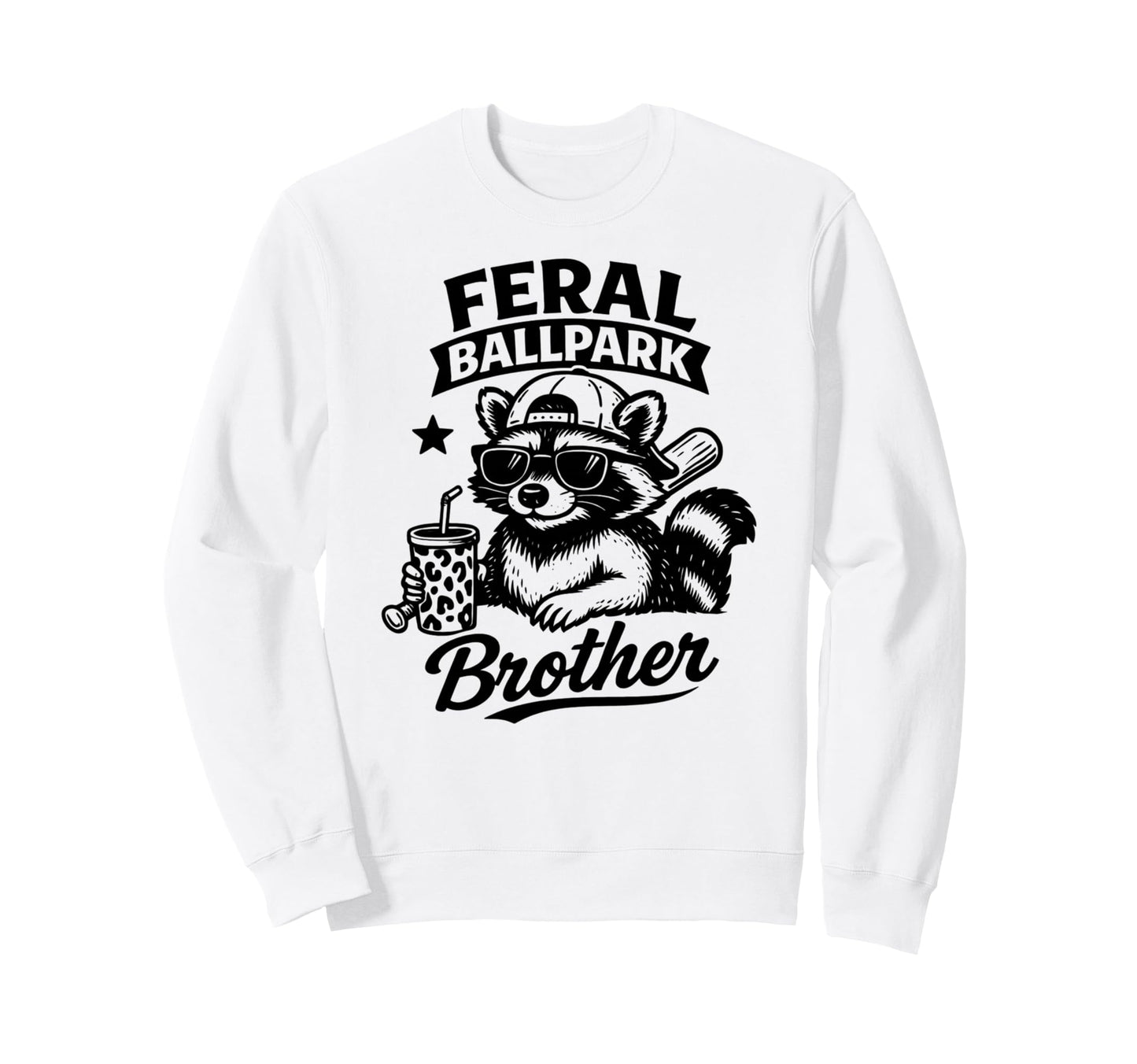 Raccoon And Scooter Feral Ballpark Sweatshirt - Aesthetic Graphic Unisex - T-Shirt, Sweatshirt, Hoodie