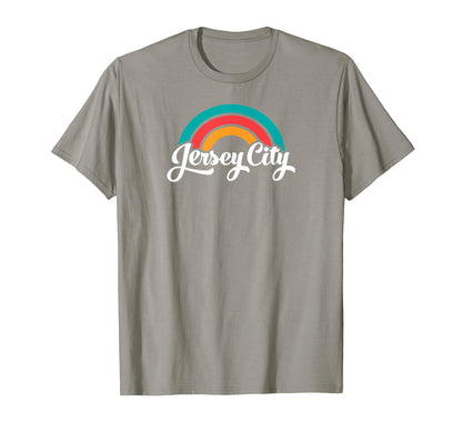 Jersey City Nj Script Rainbow T-Shirt - Aesthetic Graphic Men Women - T-Shirt, Sweatshirt, Hoodie
