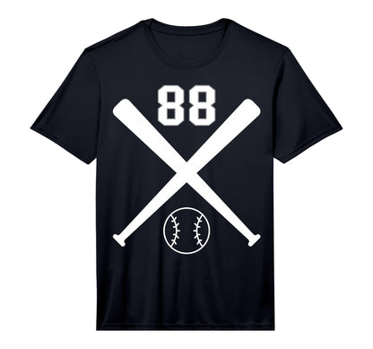 Baseball Softball Number 88 Performance T-Shirt - Unique Graphic for Adults - T-Shirt, Sweatshirt, Hoodie