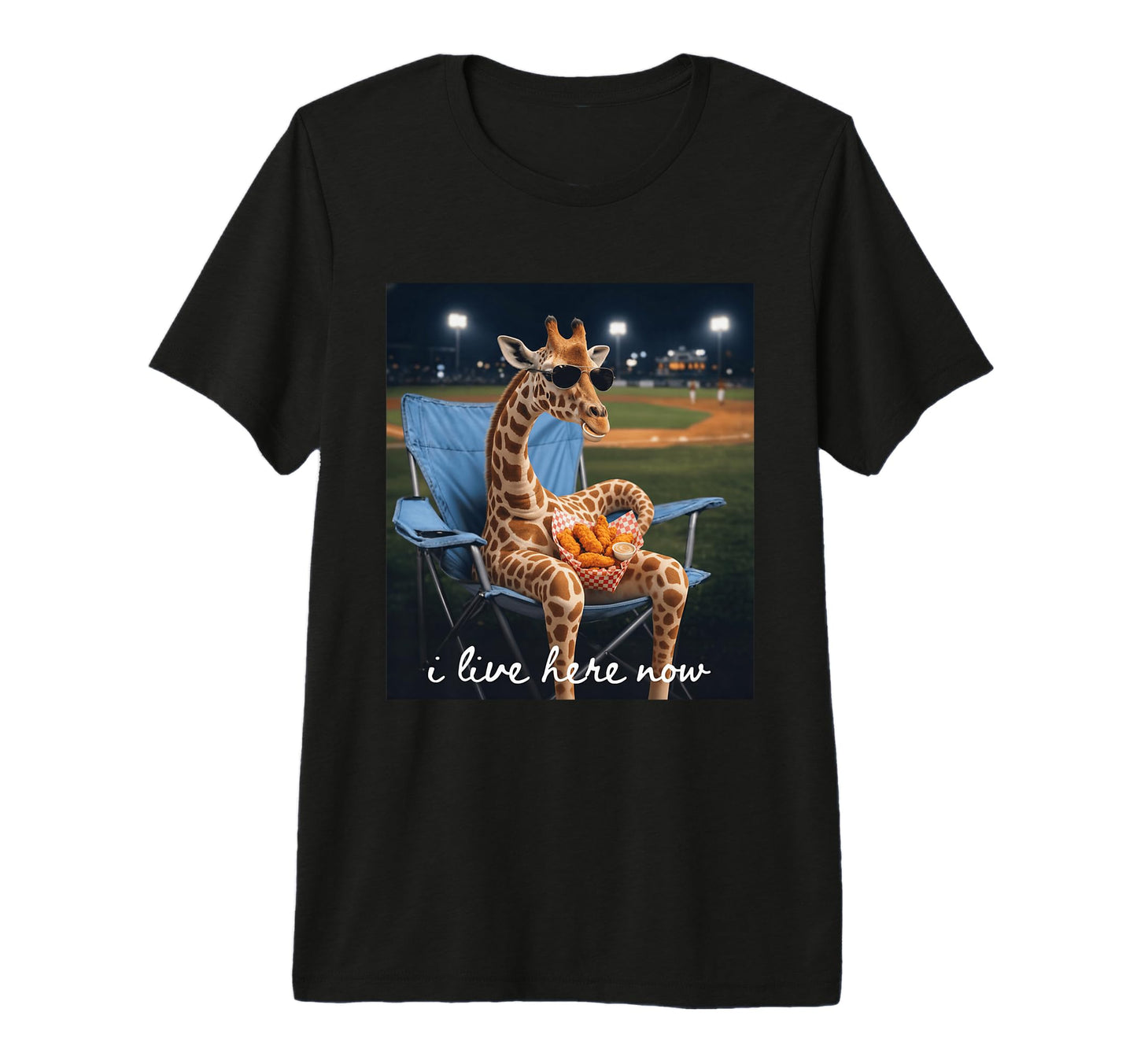 Funny Giraffe Baseball Mom I Live Here T-Shirt - Unique Graphic Men Women - T-Shirt, Sweatshirt, Hoodie