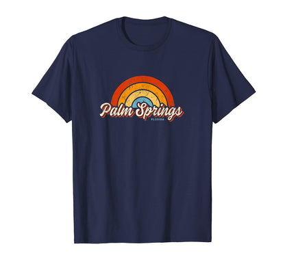 Palm Springs Florida Fl Rainbow 70S T-Shirt - Trendy Graphic Unisex - T-Shirt, Sweatshirt, Hoodie