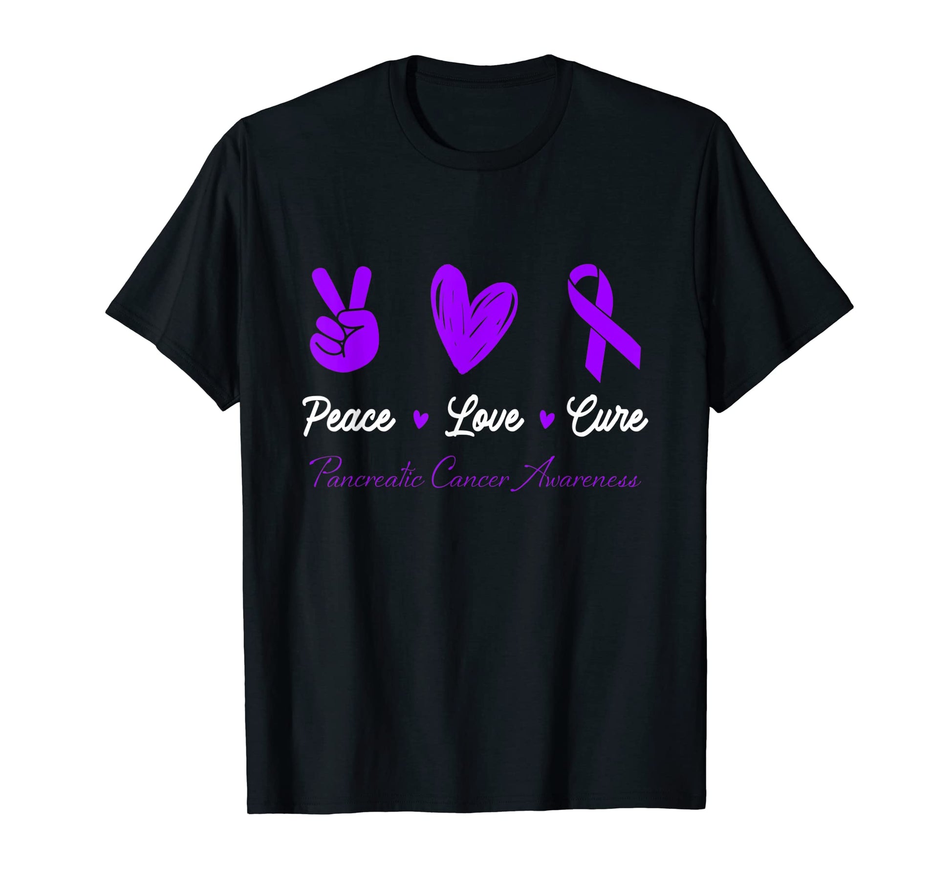 Purple Ribbon Pancreatic Cancer T-Shirt - Aesthetic Graphic Unisex - T-Shirt, Sweatshirt, Hoodie