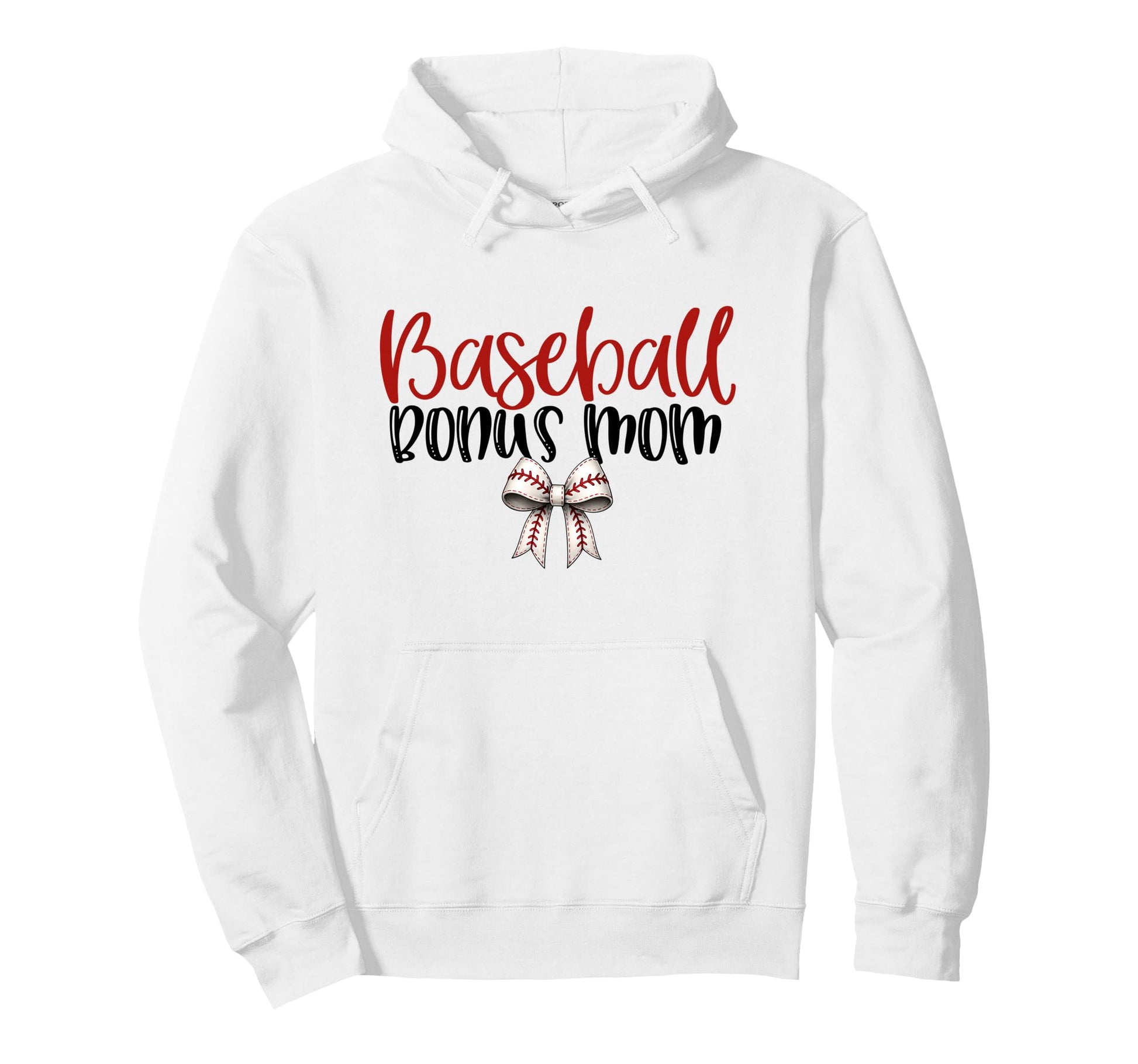 Baseball Bonus Mom Coquette Bow Game Hoodie - Minimalist Print for Adults - T-Shirt, Sweatshirt, Hoodie
