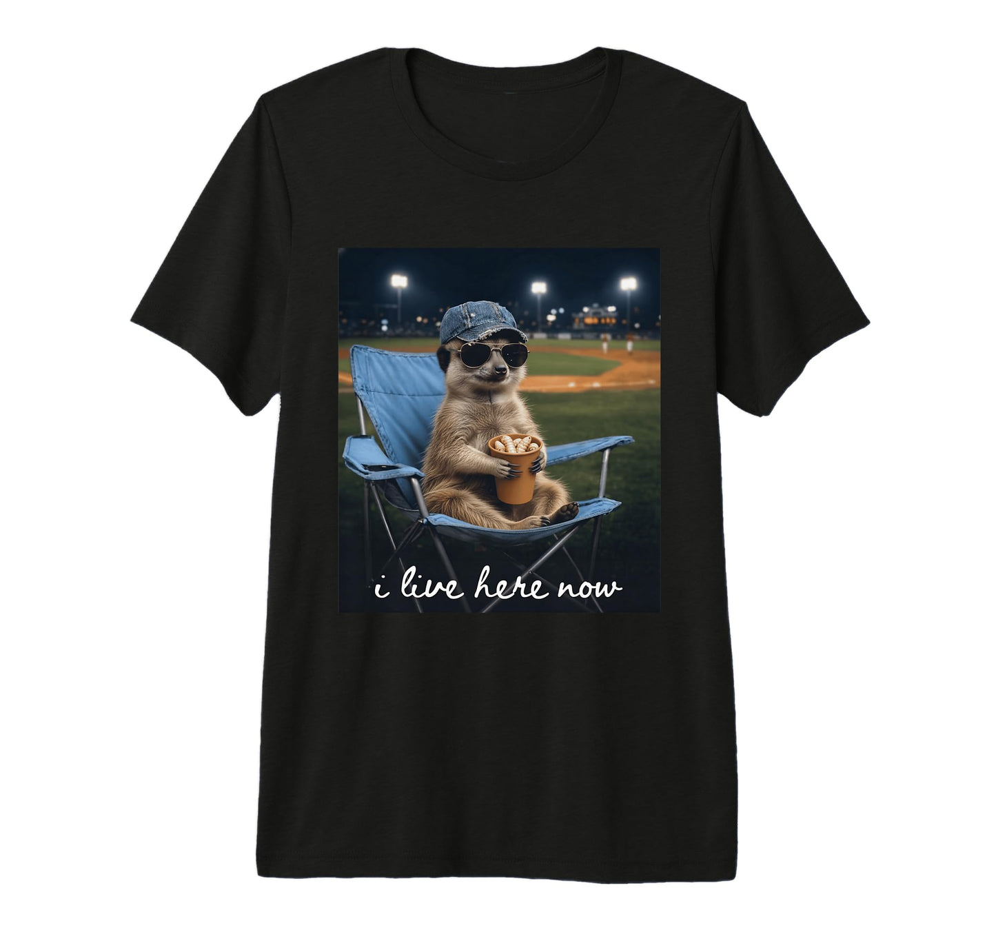 Funny Meerkat Baseball Mom I Live Here Now T-Shirt - Graphic Print Unisex - T-Shirt, Sweatshirt, Hoodie