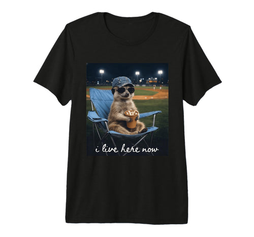Funny Meerkat Baseball Mom I Live Here Now T-Shirt - Graphic Print Unisex - T-Shirt, Sweatshirt, Hoodie