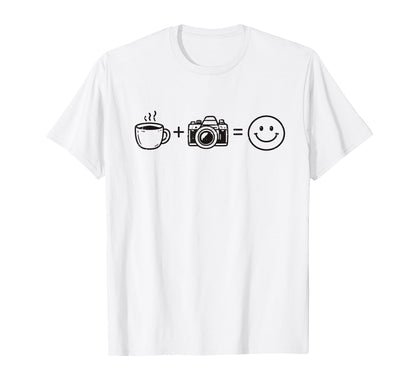 Funny Photographer Coffee Camera Happy T-Shirt - Unique Graphic Unisex - T-Shirt, Sweatshirt, Hoodie