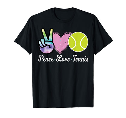 Peace Love Tennis Funny Tennis Player T-Shirt - Graphic Print Men Women - T-Shirt, Sweatshirt, Hoodie