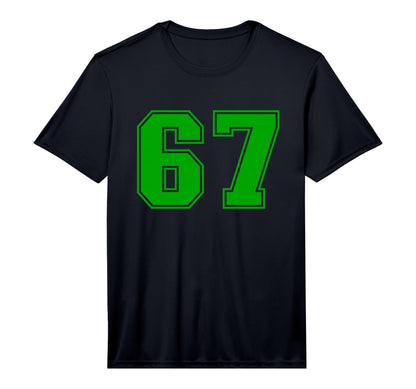 Green Sports Team Number 67 T-Shirt - Aesthetic Graphic for Adults - T-Shirt, Sweatshirt, Hoodie