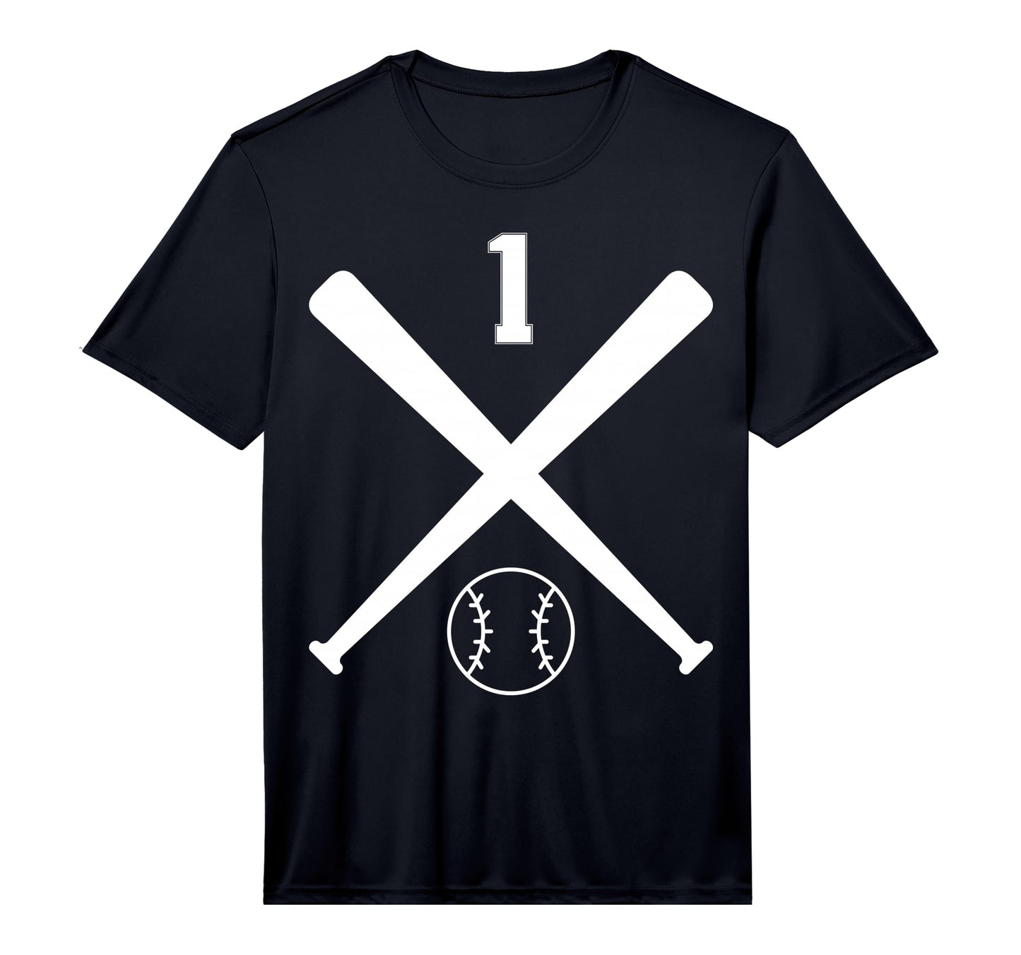 1 Baseball Softball Number Performance T-Shirt - Novelty Apparel for Adults - T-Shirt, Sweatshirt, Hoodie