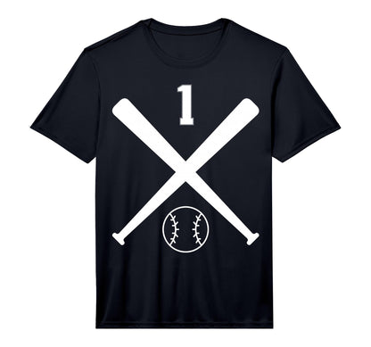 1 Baseball Softball Number Performance T-Shirt - Novelty Apparel for Adults - T-Shirt, Sweatshirt, Hoodie