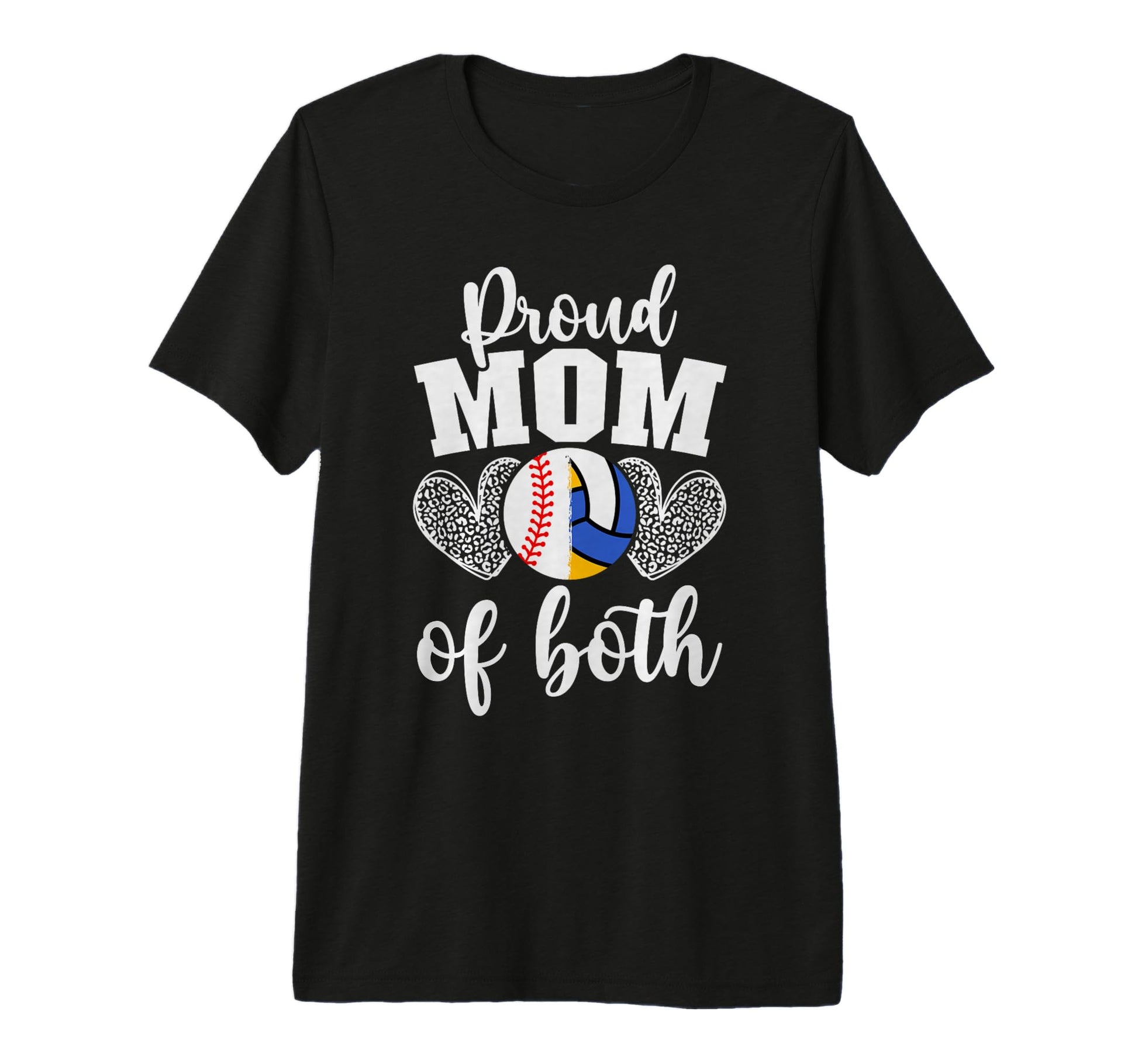 Mom Both Proud Volleyball Baseball T-Shirt - Custom Art Print for Adults - T-Shirt, Sweatshirt, Hoodie