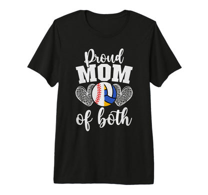 Mom Both Proud Volleyball Baseball T-Shirt - Custom Art Print for Adults - T-Shirt, Sweatshirt, Hoodie
