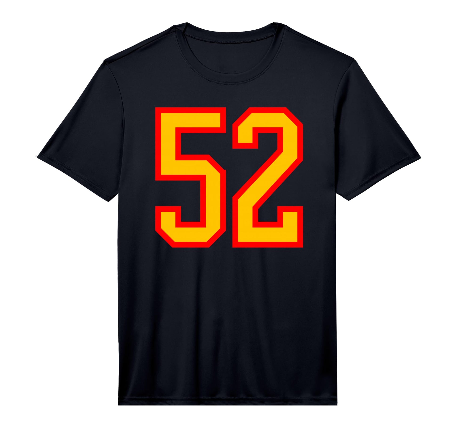 Number 52 Red Yellow Sports Team T-Shirt - Aesthetic Graphic Unisex - T-Shirt, Sweatshirt, Hoodie