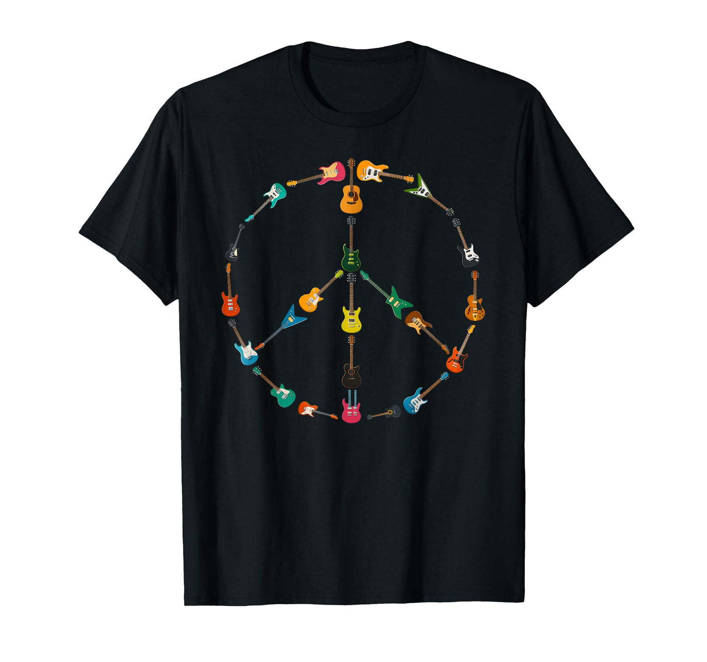 Peace Sign Made Guitars Music Rock Hippie T-Shirt - Trendy Graphic Unisex - T-Shirt, Sweatshirt, Hoodie