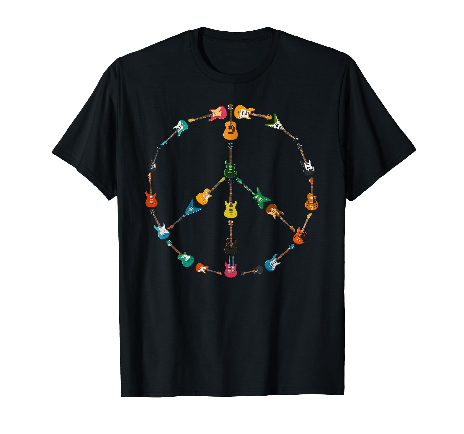 Peace Sign Made Guitars Music Rock Hippie T-Shirt - Trendy Graphic Unisex - T-Shirt, Sweatshirt, Hoodie