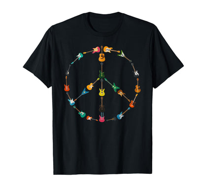 Peace Sign Made Guitars Music Rock Hippie T-Shirt - Trendy Graphic Unisex - T-Shirt, Sweatshirt, Hoodie