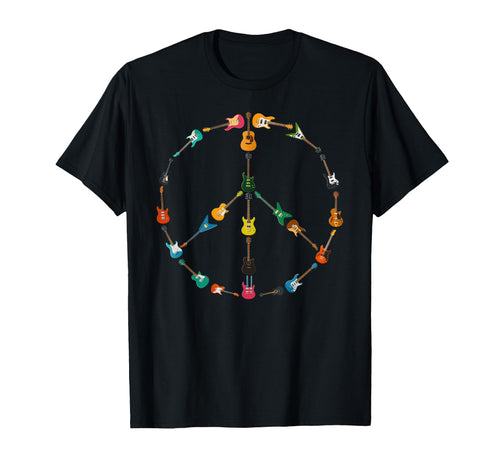 Peace Sign Made Guitars Music Rock Hippie T-Shirt - Trendy Graphic Unisex - T-Shirt, Sweatshirt, Hoodie