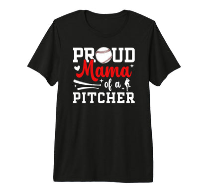Proud Mama Baseball Pitcher Mom Baseball T-Shirt - Minimalist Print Unisex - T-Shirt, Sweatshirt, Hoodie