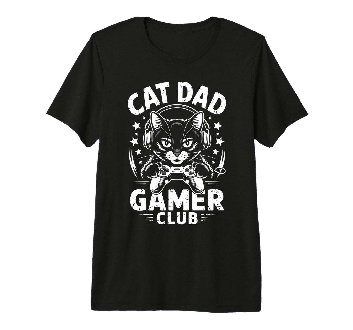 Funny Cat Dad Gamer Club Him Video T-Shirt - Novelty Apparel for Adults - T-Shirt, Sweatshirt, Hoodie