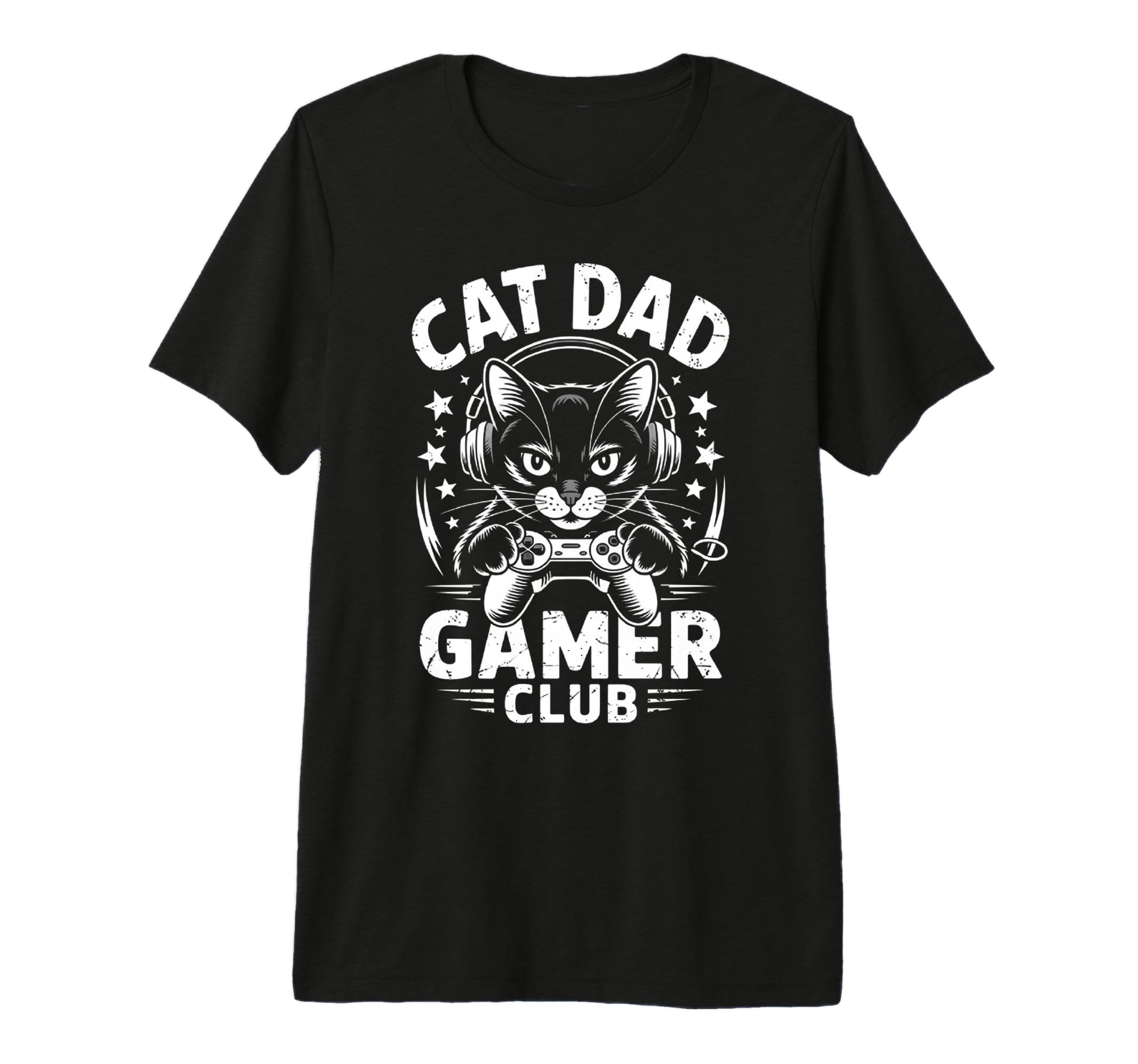 Funny Cat Dad Gamer Club Him Video T-Shirt - Novelty Apparel for Adults - T-Shirt, Sweatshirt, Hoodie