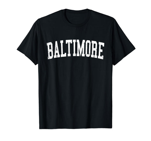 Baltimore Md Distressed White T-Shirt - Fun Novelty Design for Adults - T-Shirt, Sweatshirt, Hoodie