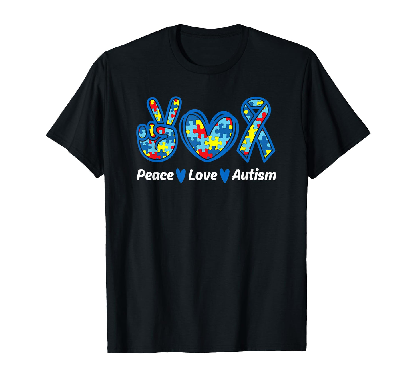 Peace Love Autism Awareness Month T-Shirt - Novelty Apparel Men Women - T-Shirt, Sweatshirt, Hoodie