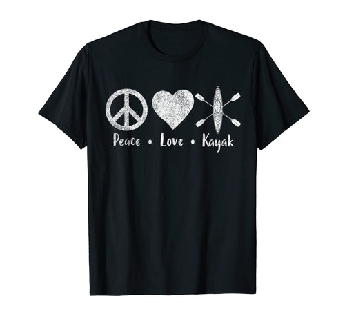 Peace Love Kayak Kayaking Paddling T-Shirt - Custom Art Print Unisex - T-Shirt, Sweatshirt, Hoodie