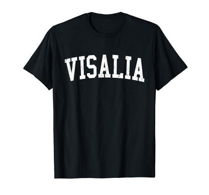 Visalia Ca Distressed White Varsity T-Shirt - Aesthetic Graphic Unisex - T-Shirt, Sweatshirt, Hoodie