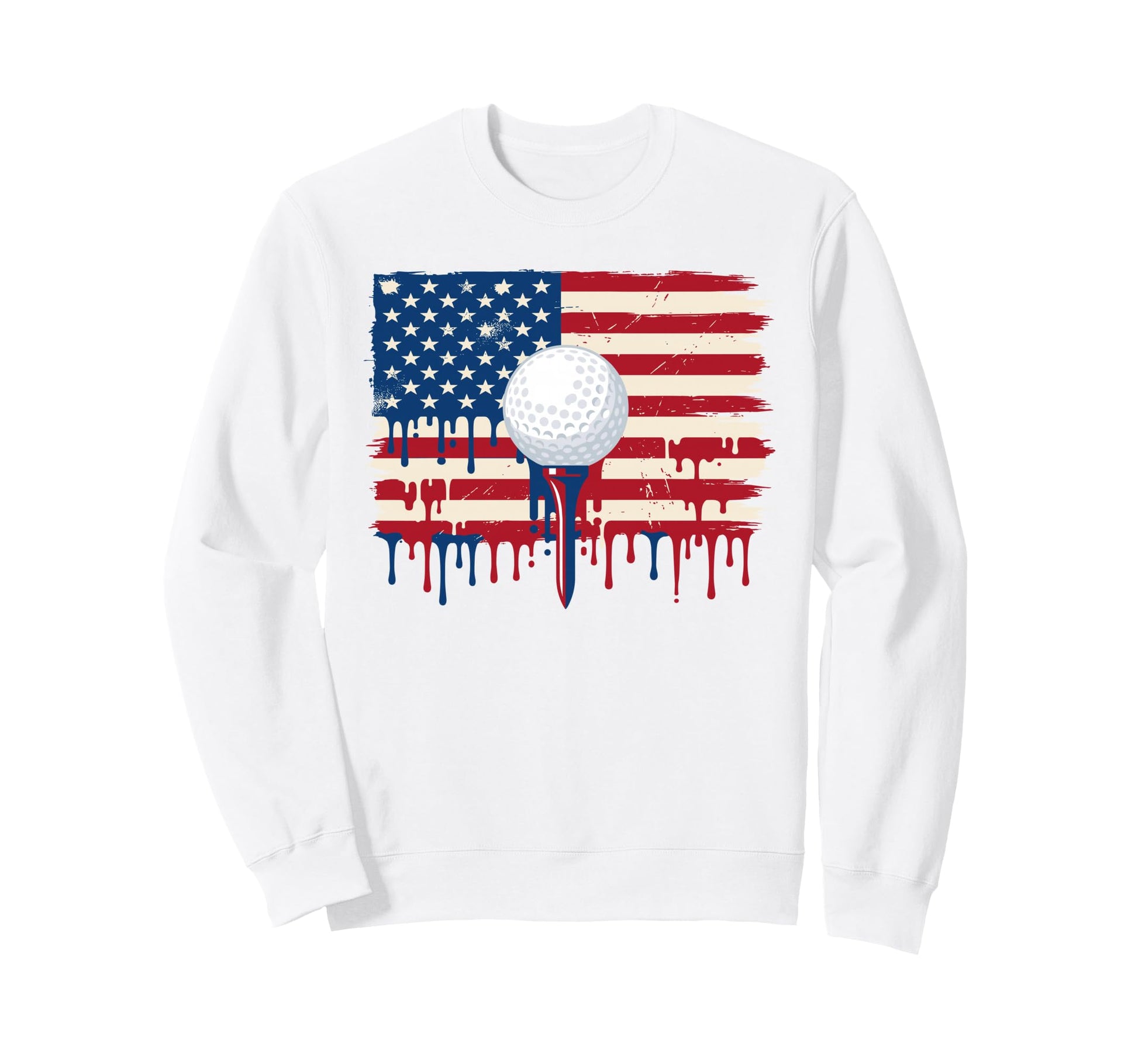 Golf American Flag Dripping Ice Sweatshirt - Unique Graphic for Adults - T-Shirt, Sweatshirt, Hoodie
