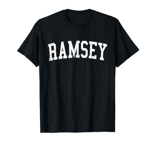 Ramsey Mn Distressed White Varsity T-Shirt - Graphic Print Unisex - T-Shirt, Sweatshirt, Hoodie