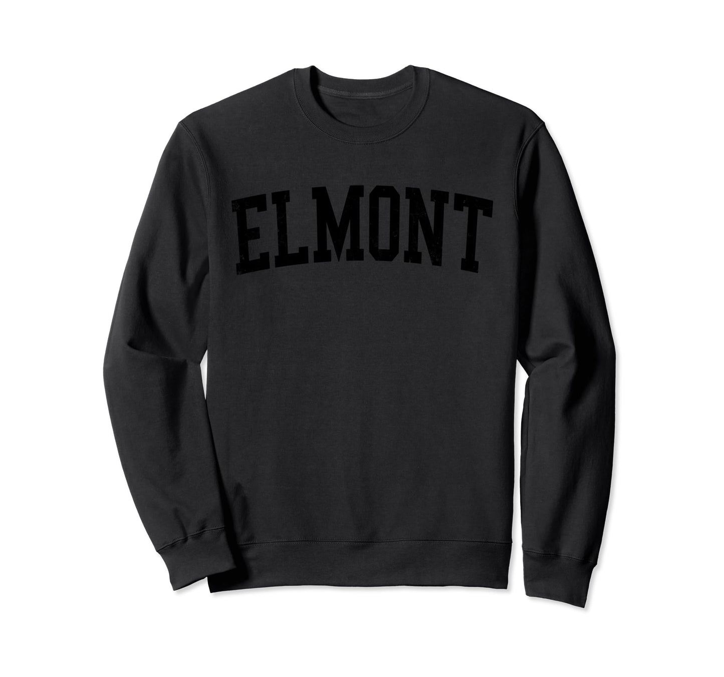 Elmont Ny Distressed Black Varsity Sweatshirt - Custom Art Print Men Women - T-Shirt, Sweatshirt, Hoodie