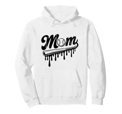 Baseball Mom Ice Cream Drip Softball Mom Hoodie - Trendy Graphic Men Women - T-Shirt, Sweatshirt, Hoodie