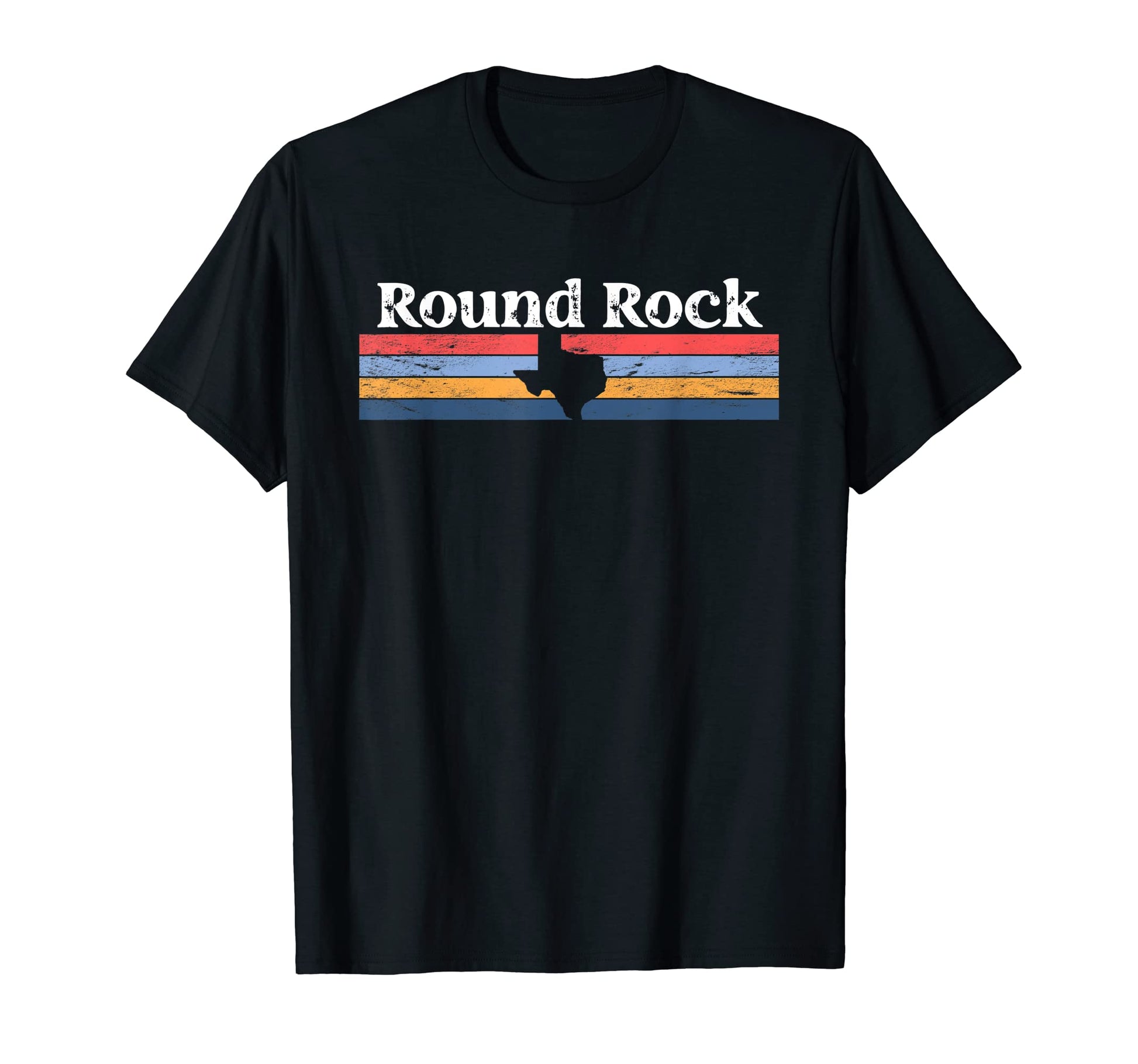 Round Rock Texas Tx Stripes State 70S T-Shirt - Novelty Apparel Unisex - T-Shirt, Sweatshirt, Hoodie