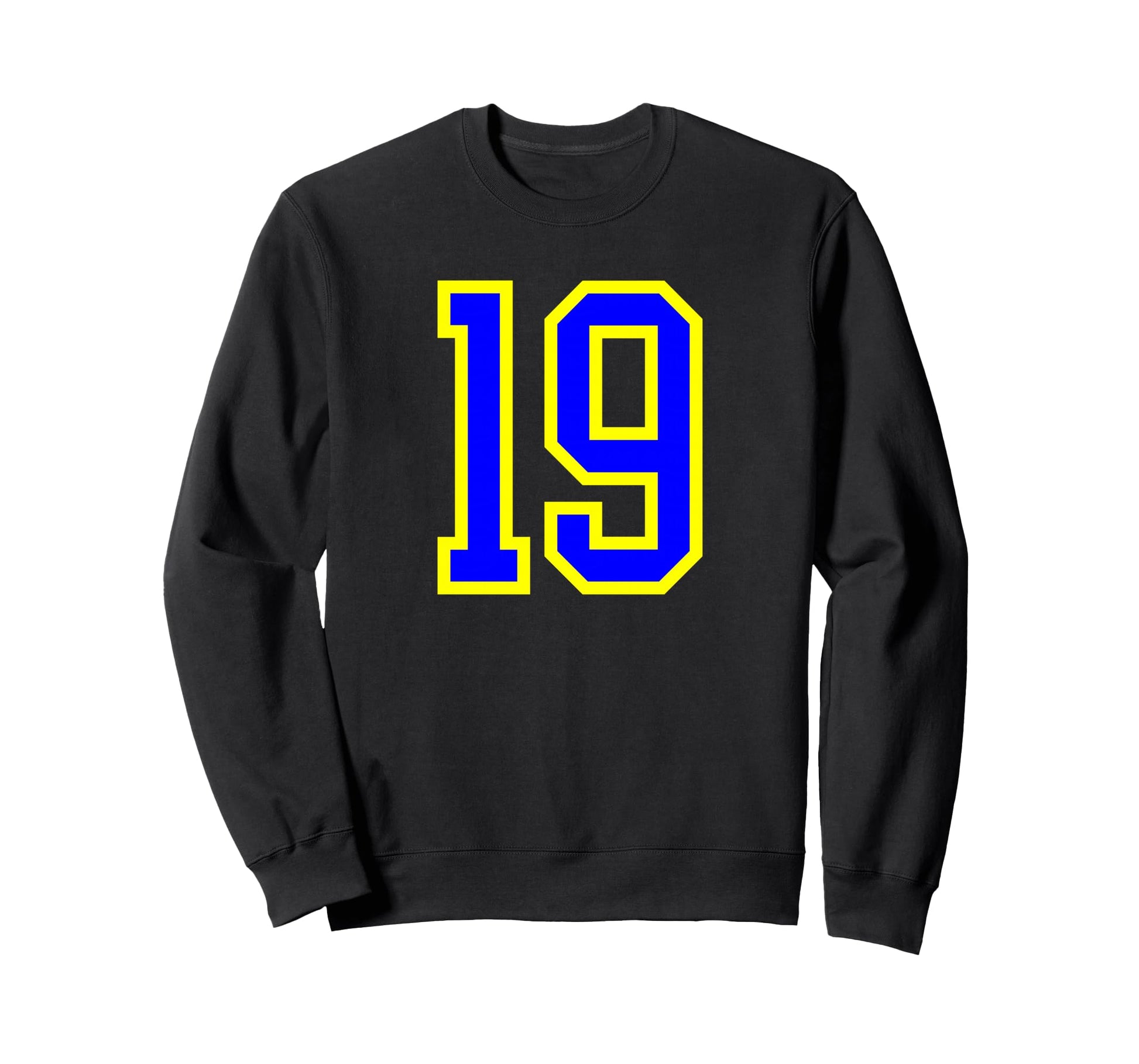 Blue Yellow Sport Team Number 19 Sweatshirt - Fun Novelty Design for Adults - T-Shirt, Sweatshirt, Hoodie