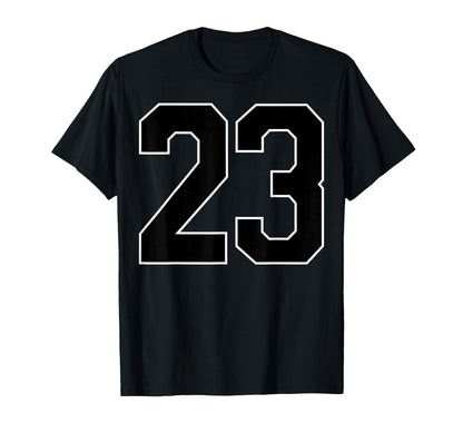 Black Sports Team Number 23 Fan T-Shirt - Unique Graphic Unisex - T-Shirt, Sweatshirt, Hoodie
