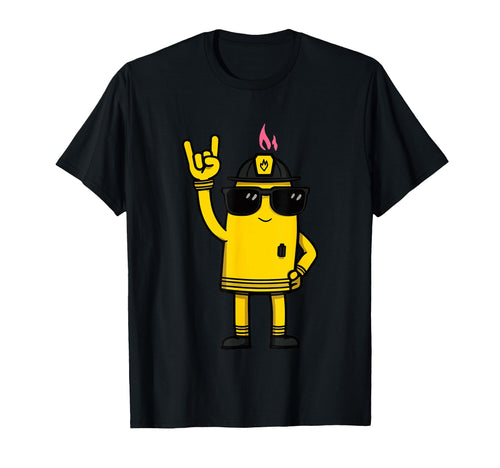 Battery Firefighter Mascot Rock Hand T-Shirt - Custom Art Print Men Women - T-Shirt, Sweatshirt, Hoodie