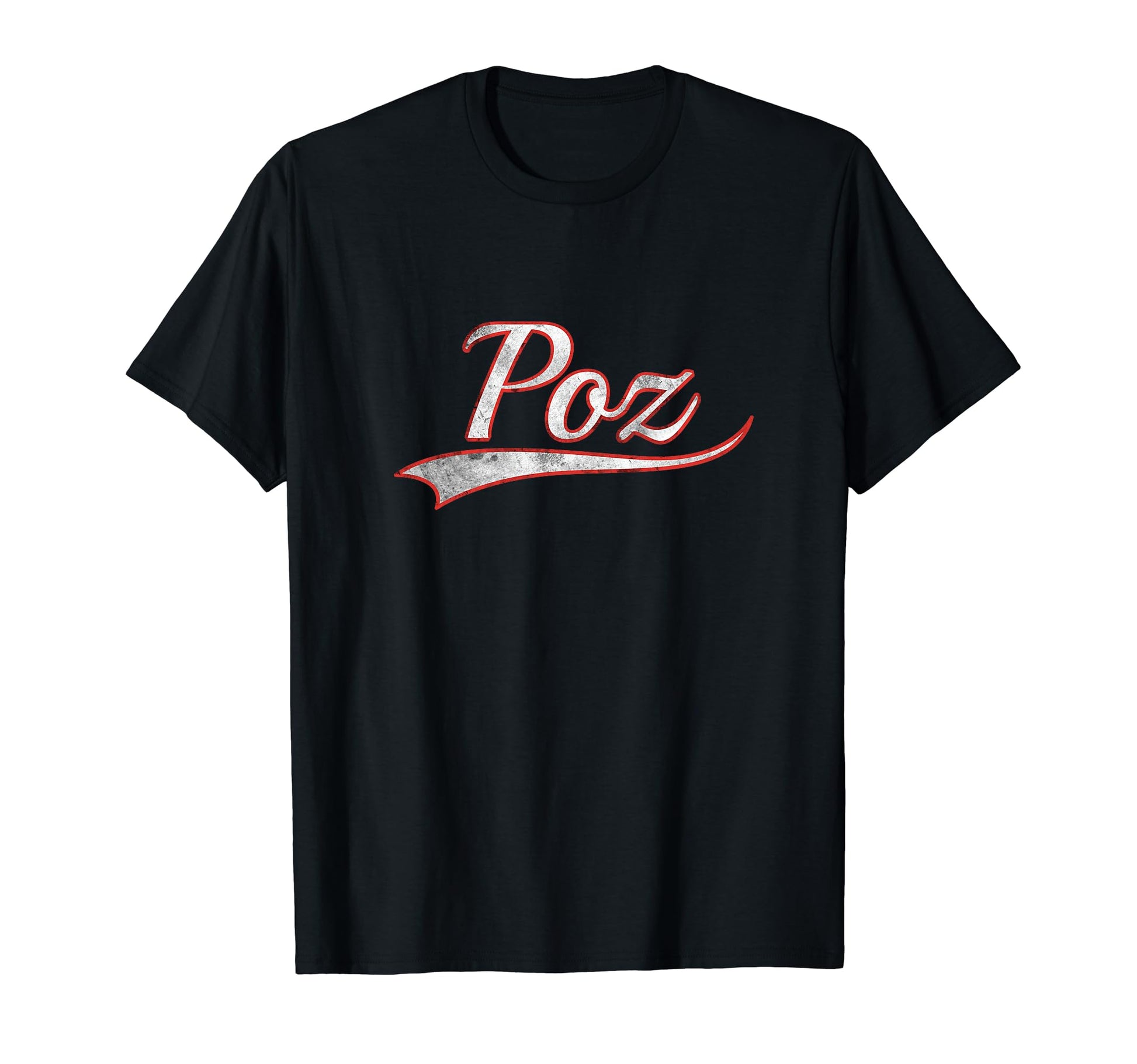 Poz Varsity Distressed Throwback T-Shirt - Fun Novelty Design Men Women - T-Shirt, Sweatshirt, Hoodie