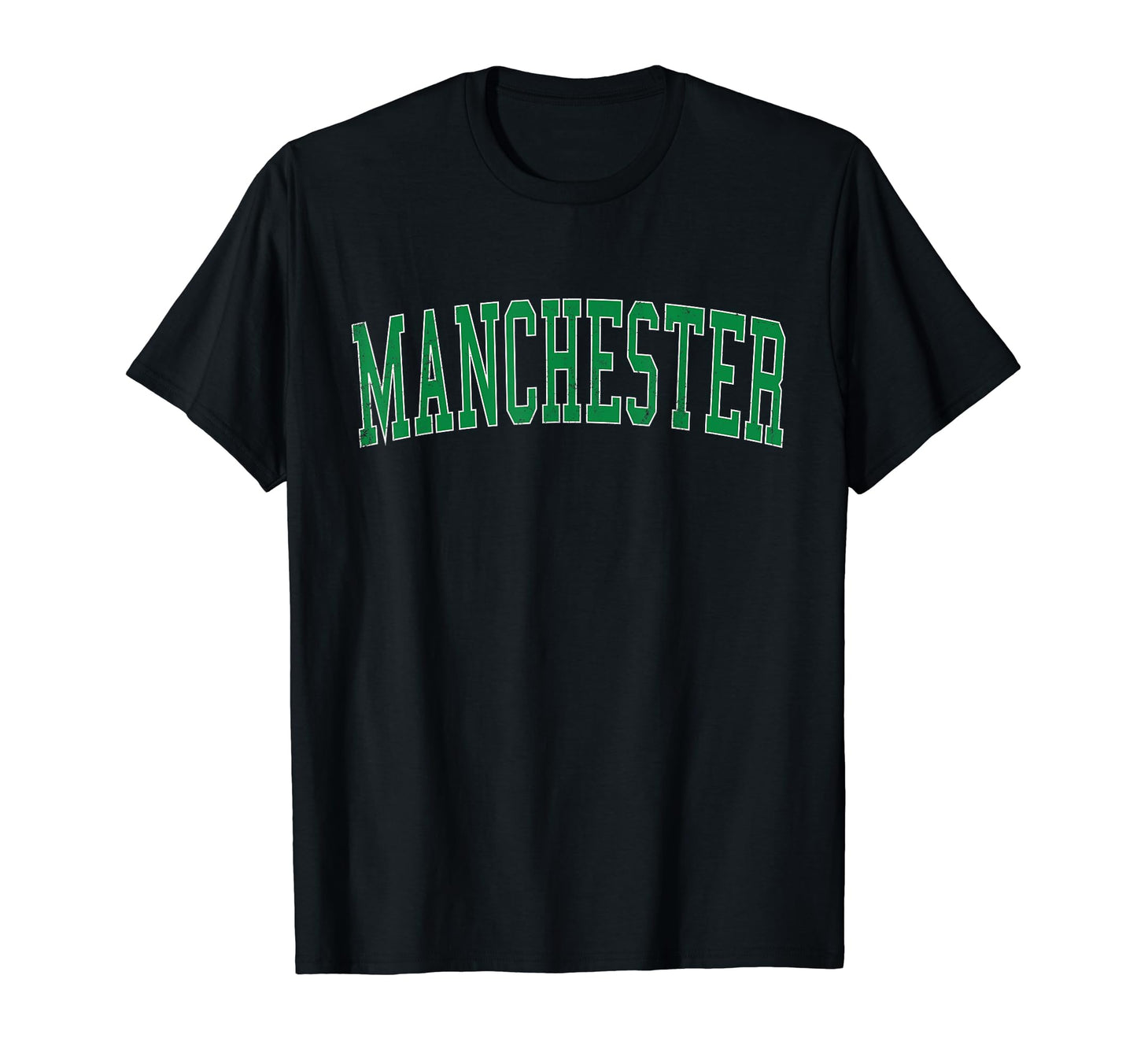 Manchester Va Distressed Green Varsity T-Shirt - Trendy Graphic Men Women - T-Shirt, Sweatshirt, Hoodie