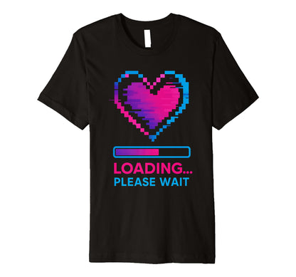 Y2K Pixelated Heart Loading Please Wait T-Shirt - Aesthetic Graphic Unisex - T-Shirt, Sweatshirt, Hoodie