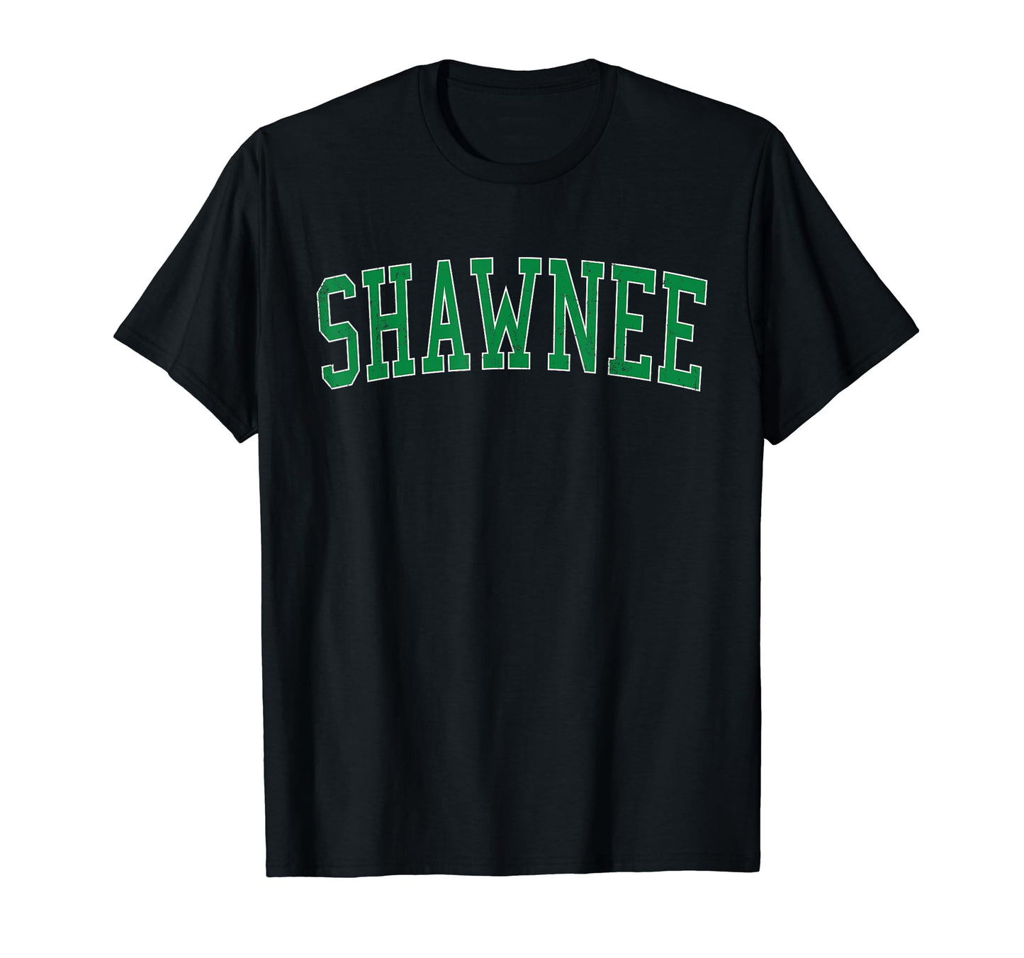 Shawnee Ok Distressed Green Varsity T-Shirt - Unique Graphic for Adults - T-Shirt, Sweatshirt, Hoodie