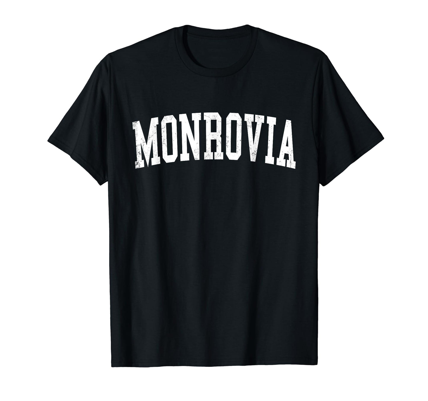 Monrovia Ca Distressed White Varsity T-Shirt - Aesthetic Graphic for Adults - T-Shirt, Sweatshirt, Hoodie