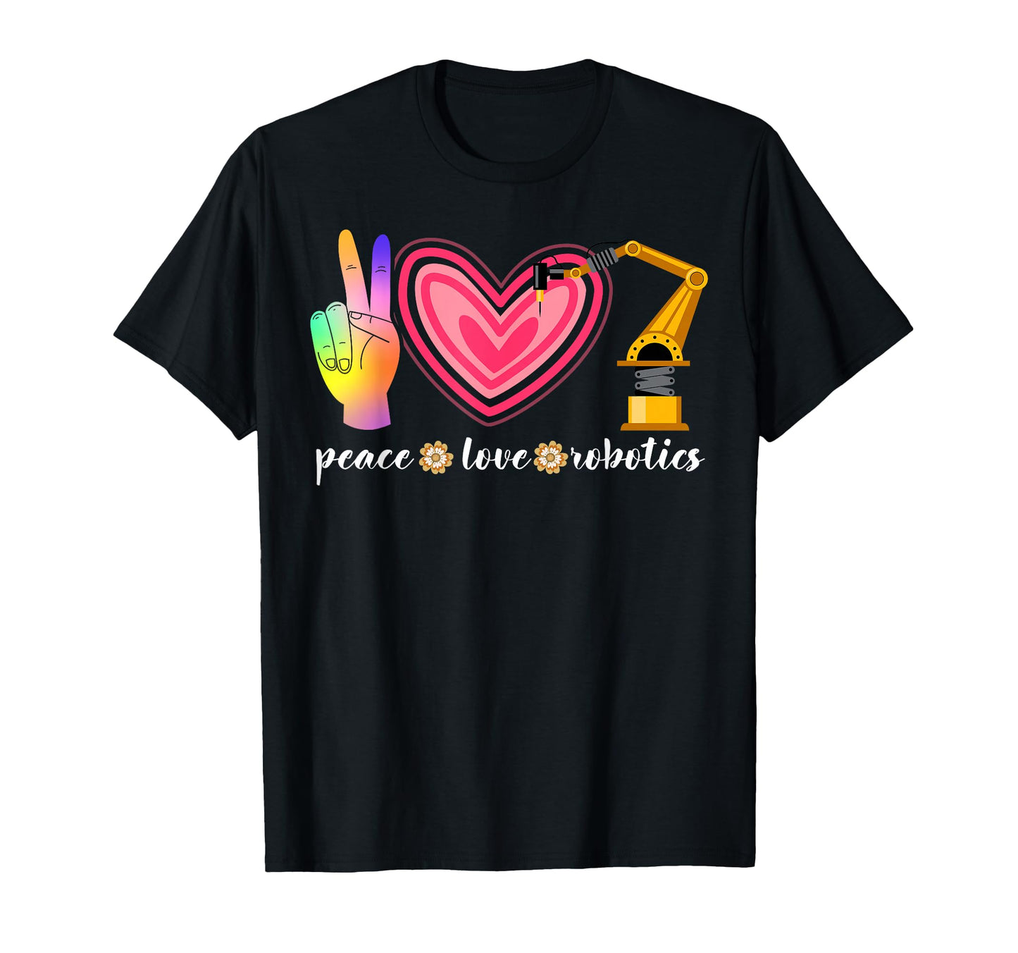 Robot Robotics Engineer Female Peace Love T-Shirt - Unique Graphic Unisex - T-Shirt, Sweatshirt, Hoodie