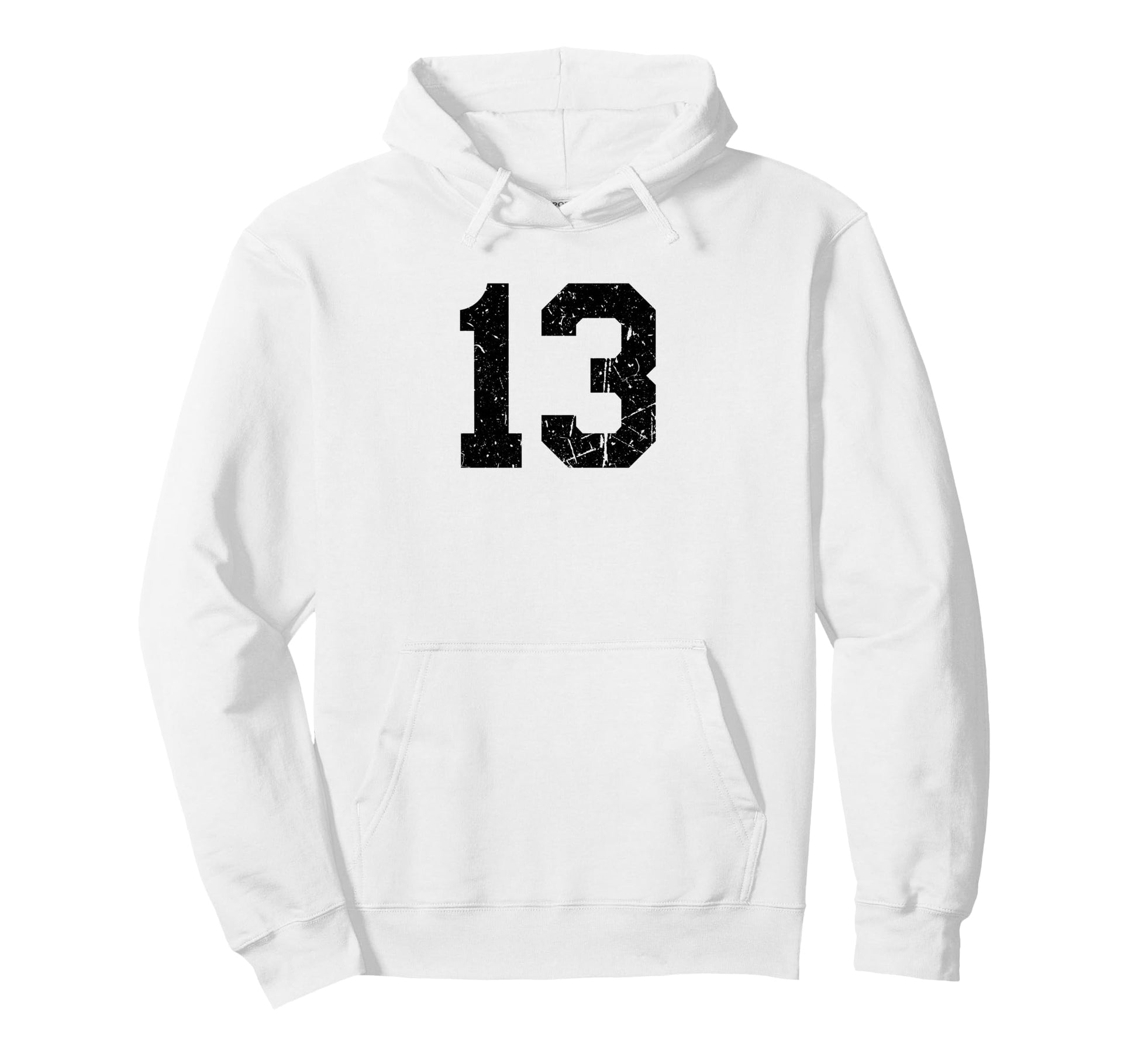 Black Distressed Sport Team Number 13 Hoodie - Minimalist Print Unisex - T-Shirt, Sweatshirt, Hoodie