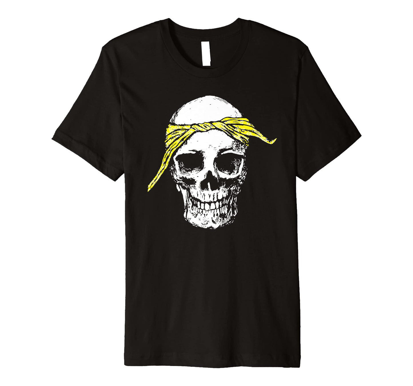Hiphop Skull Yellow Do Rag Bandana Old T-Shirt - Minimalist Print Unisex - T-Shirt, Sweatshirt, Hoodie