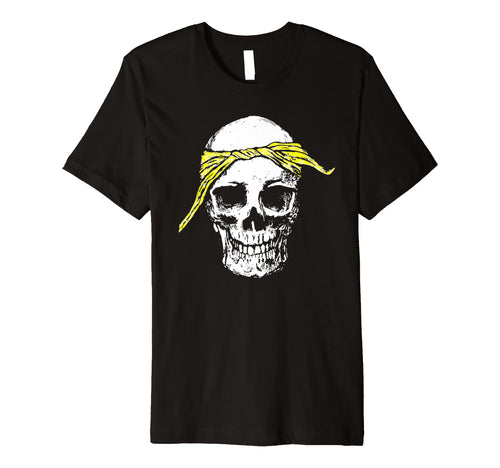 Hiphop Skull Yellow Do Rag Bandana Old T-Shirt - Minimalist Print Unisex - T-Shirt, Sweatshirt, Hoodie