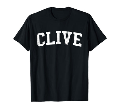 Clive Ia Distressed White Varsity T-Shirt - Trendy Graphic Unisex - T-Shirt, Sweatshirt, Hoodie