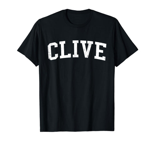 Clive Ia Distressed White Varsity T-Shirt - Trendy Graphic Unisex - T-Shirt, Sweatshirt, Hoodie
