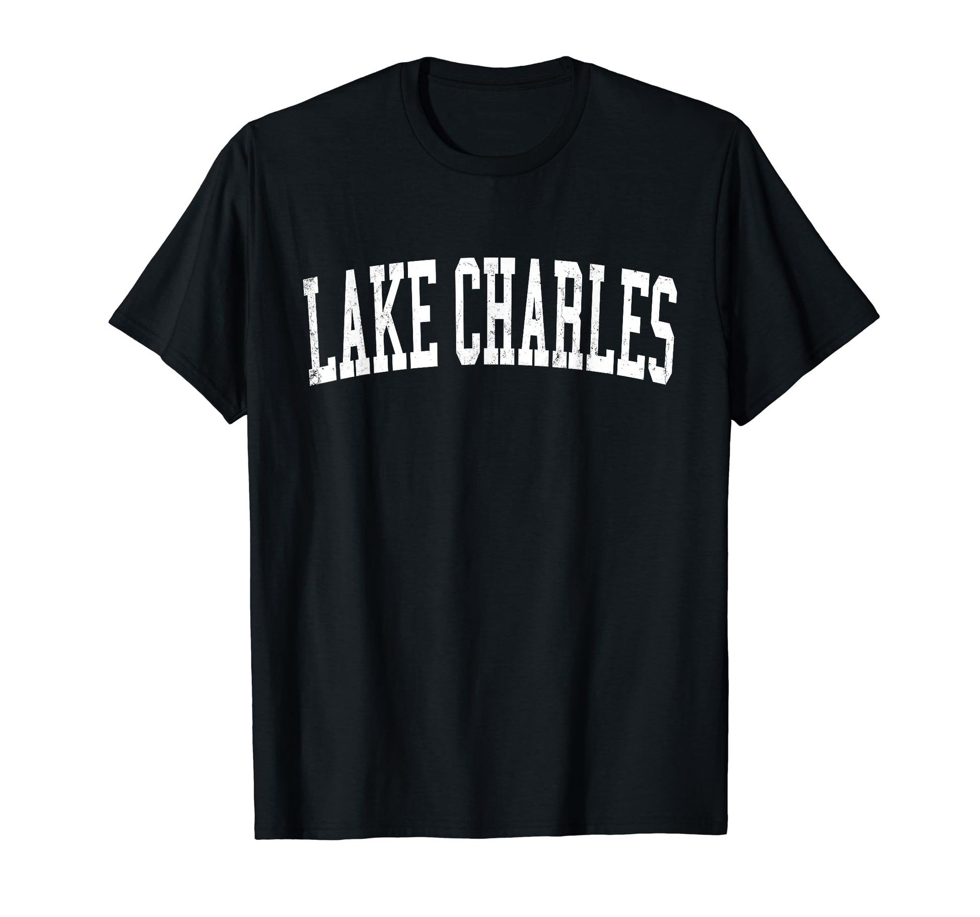 Lake Charles La Distressed White Varsity T-Shirt - Streetwear Style Unisex - T-Shirt, Sweatshirt, Hoodie