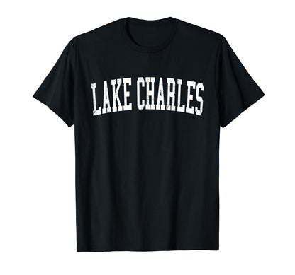 Lake Charles La Distressed White Varsity T-Shirt - Streetwear Style Unisex - T-Shirt, Sweatshirt, Hoodie