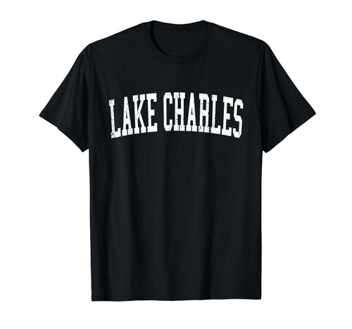 Lake Charles La Distressed White Varsity T-Shirt - Streetwear Style Unisex - T-Shirt, Sweatshirt, Hoodie